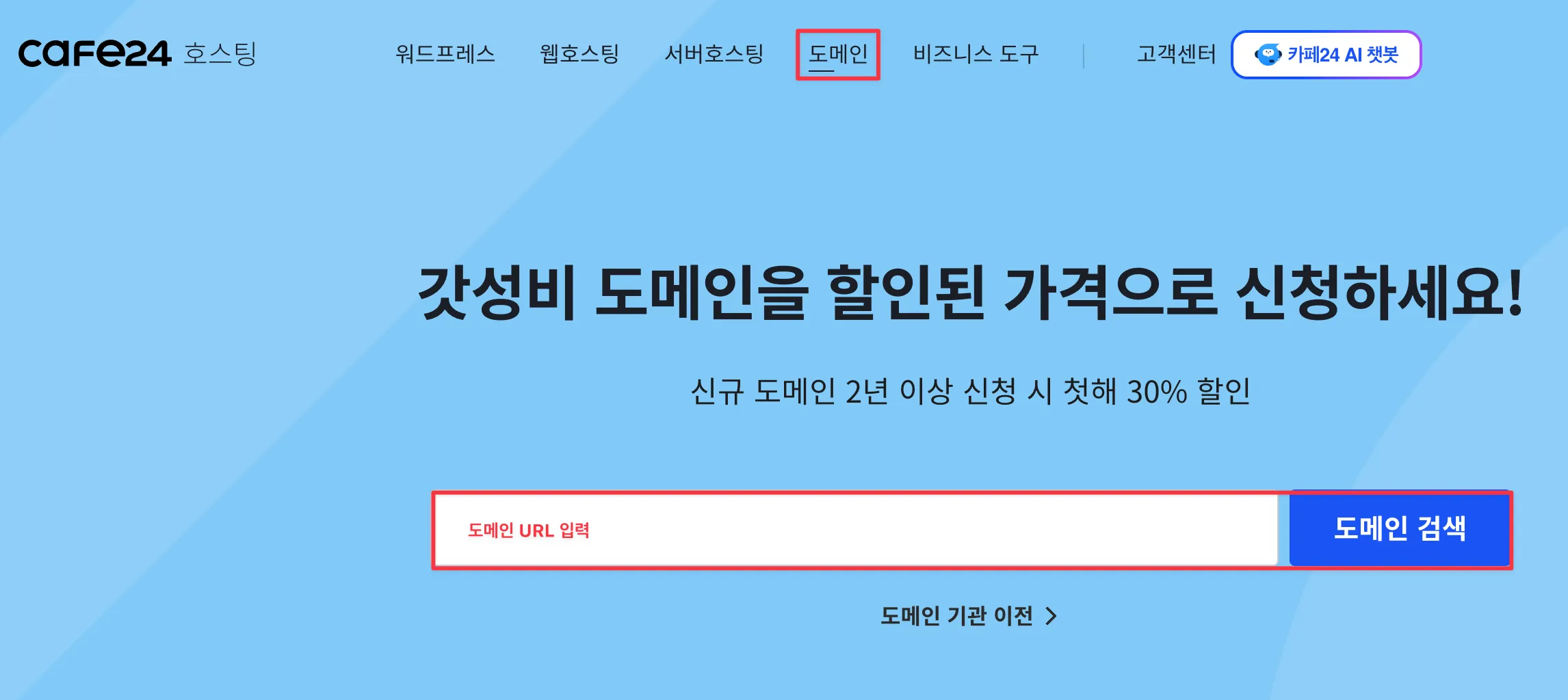 카페24 도메인 검색