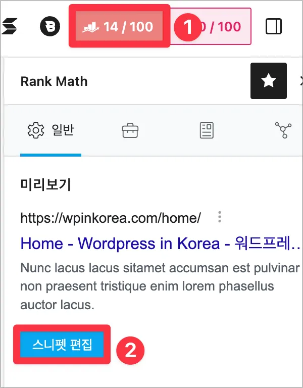 페이지 스니펫 편집