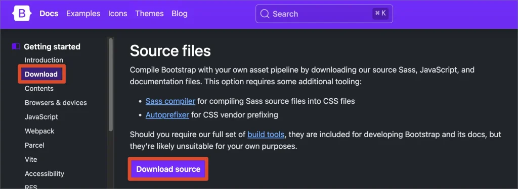 bootstrap 파일 다운로드