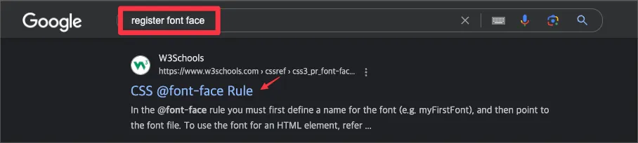 register fontface